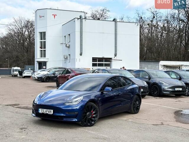 Синий Тесла Модель 3, объемом двигателя 0 л и пробегом 63 тыс. км за 25999 $, фото 1 на Automoto.ua
