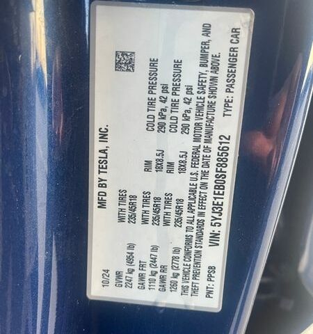 Синій Тесла Модель 3, об'ємом двигуна 0 л та пробігом 27 тис. км за 29000 $, фото 21 на Automoto.ua