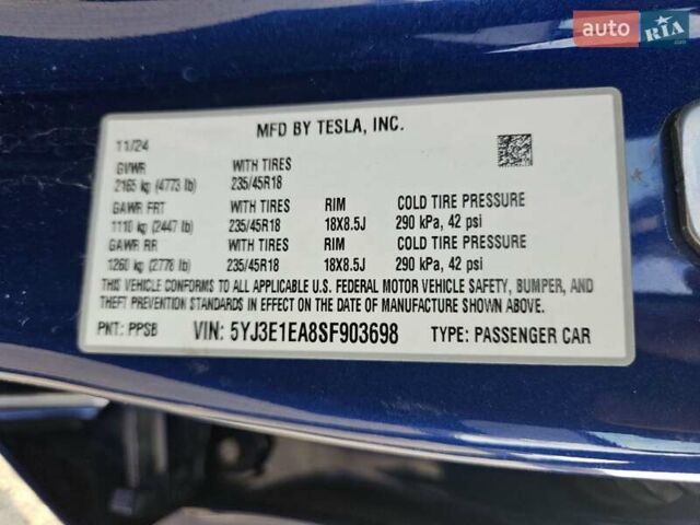 Синій Тесла Модель 3, об'ємом двигуна 0 л та пробігом 6 тис. км за 28900 $, фото 27 на Automoto.ua
