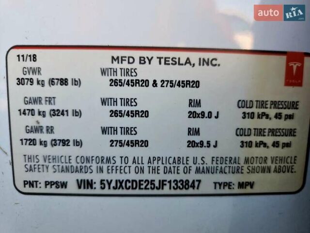 Білий Тесла Модель Х, об'ємом двигуна 0 л та пробігом 160 тис. км за 8200 $, фото 13 на Automoto.ua