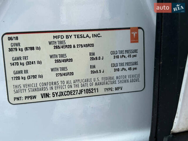 Белый Тесла Модель Х, объемом двигателя 0 л и пробегом 72 тыс. км за 27800 $, фото 16 на Automoto.ua