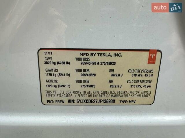 Білий Тесла Модель Х, об'ємом двигуна 0 л та пробігом 220 тис. км за 8900 $, фото 9 на Automoto.ua