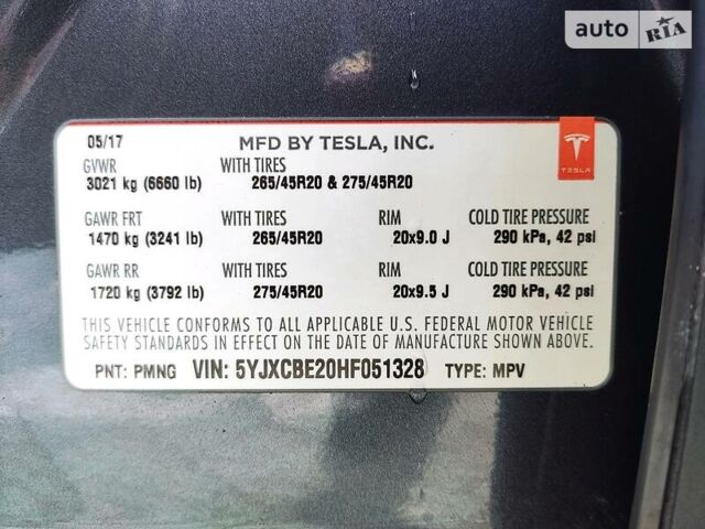 Серый Тесла Модель Х, объемом двигателя 0 л и пробегом 88 тыс. км за 49001 $, фото 8 на Automoto.ua