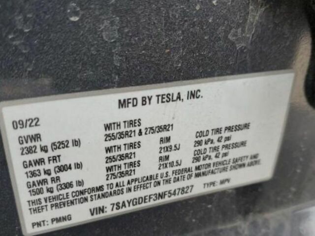 Синий Тесла Модель Х, объемом двигателя 0 л и пробегом 30 тыс. км за 10000 $, фото 15 на Automoto.ua