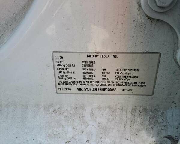 Белый Тесла Model Y, объемом двигателя 0 л и пробегом 93 тыс. км за 7200 $, фото 12 на Automoto.ua