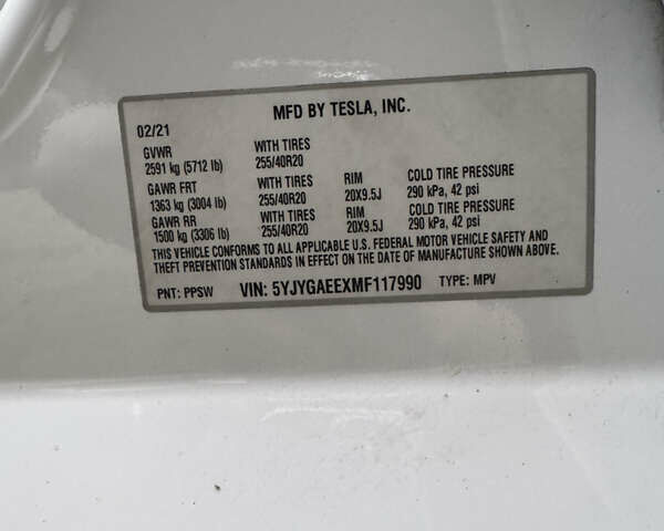 Білий Тесла Model Y, об'ємом двигуна 0 л та пробігом 116 тис. км за 26500 $, фото 20 на Automoto.ua