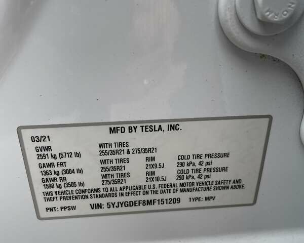 Белый Тесла Model Y, объемом двигателя 0 л и пробегом 52 тыс. км за 34700 $, фото 37 на Automoto.ua