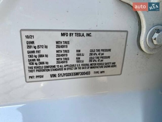 Білий Тесла Model Y, об'ємом двигуна 0 л та пробігом 54 тис. км за 21900 $, фото 25 на Automoto.ua