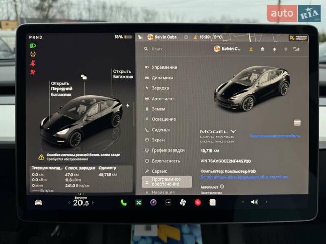 Черный Тесла Model Y, объемом двигателя 0 л и пробегом 45 тыс. км за 25999 $, фото 30 на Automoto.ua