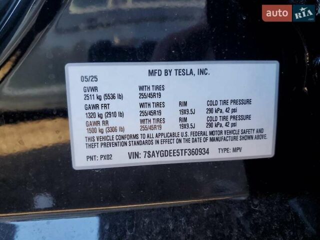 Чорний Тесла Model Y, об'ємом двигуна 0 л та пробігом 8 тис. км за 19800 $, фото 12 на Automoto.ua