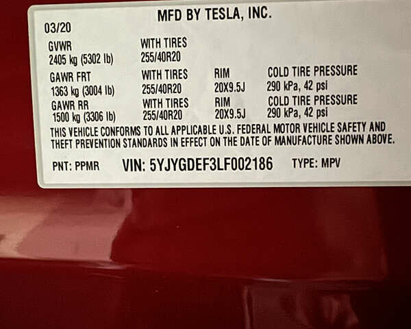 Красный Тесла Model Y, объемом двигателя 0 л и пробегом 58 тыс. км за 25500 $, фото 1 на Automoto.ua