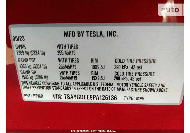 Красный Тесла Model Y, объемом двигателя 0 л и пробегом 7 тыс. км за 36000 $, фото 1 на Automoto.ua