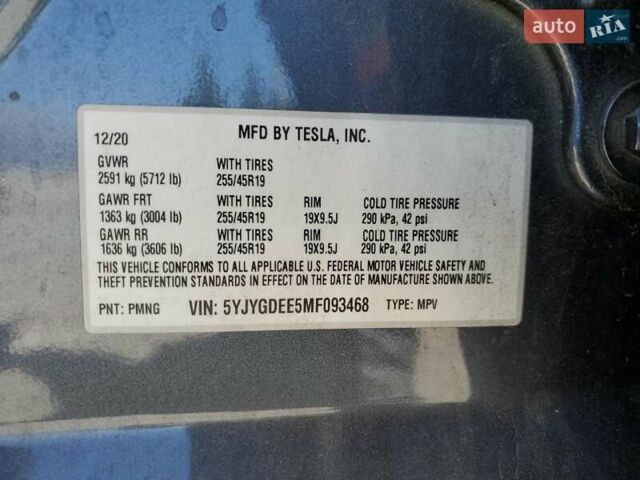 Сірий Тесла Model Y, об'ємом двигуна 0 л та пробігом 99 тис. км за 18900 $, фото 7 на Automoto.ua