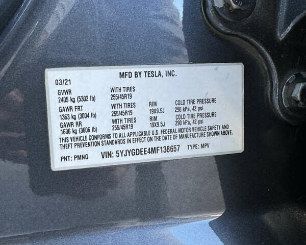 Серый Тесла Model Y, объемом двигателя 0 л и пробегом 38 тыс. км за 37500 $, фото 25 на Automoto.ua
