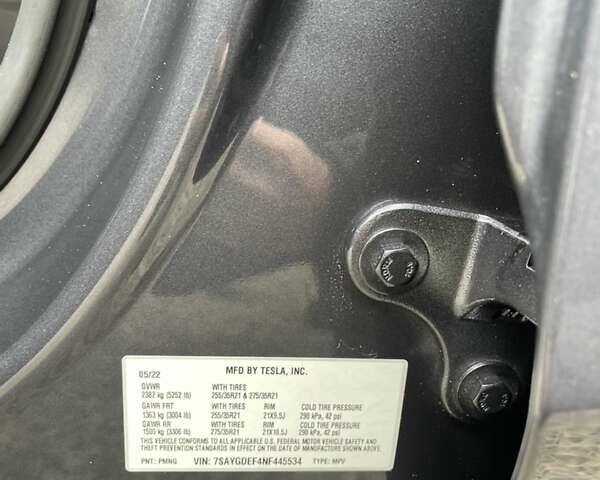 Серый Тесла Model Y, объемом двигателя 0 л и пробегом 65 тыс. км за 27400 $, фото 12 на Automoto.ua