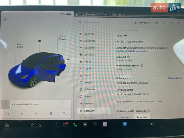Синий Тесла Model Y, объемом двигателя 0 л и пробегом 35 тыс. км за 24000 $, фото 10 на Automoto.ua