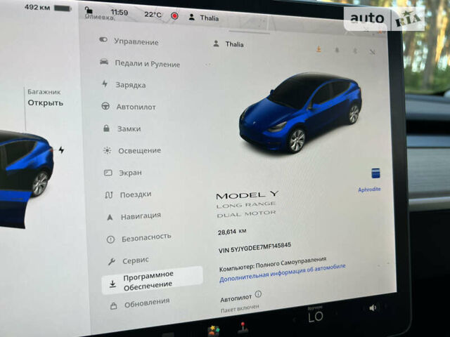 Синий Тесла Model Y, объемом двигателя 0 л и пробегом 28 тыс. км за 47900 $, фото 23 на Automoto.ua
