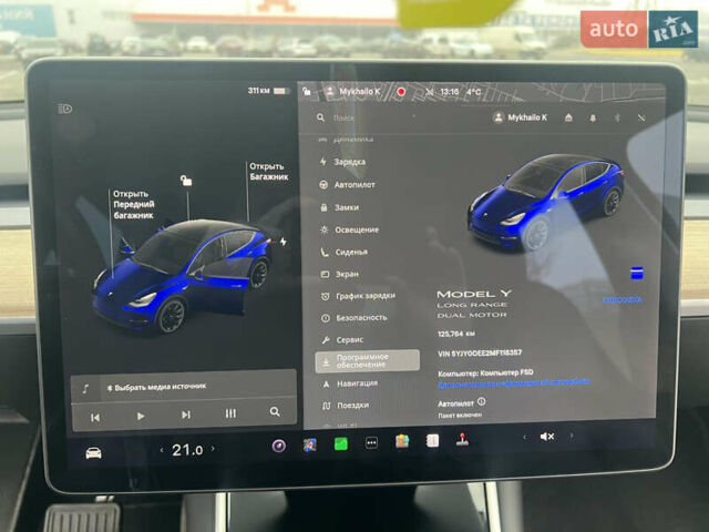 Синий Тесла Model Y, объемом двигателя 0 л и пробегом 125 тыс. км за 25997 $, фото 12 на Automoto.ua