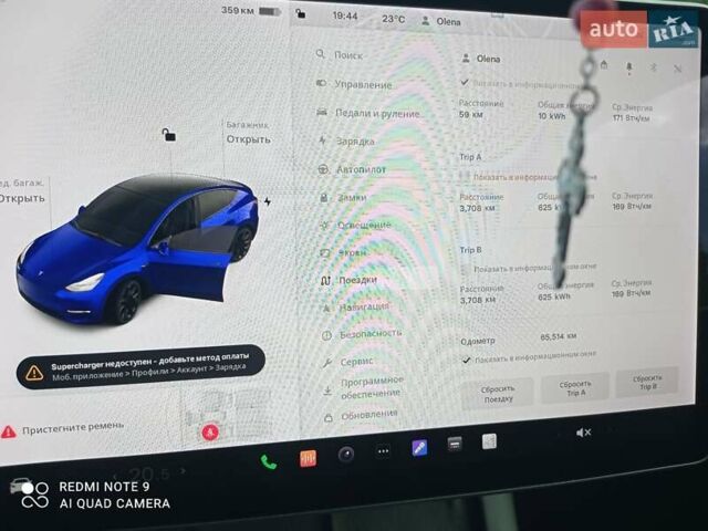 Синий Тесла Model Y, объемом двигателя 0 л и пробегом 69 тыс. км за 24900 $, фото 24 на Automoto.ua