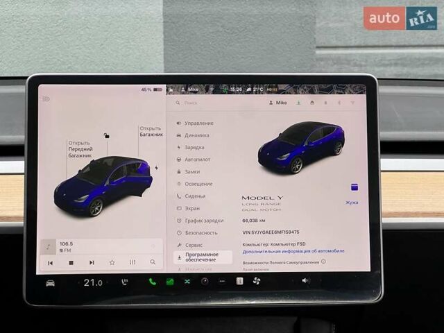 Синий Тесла Model Y, объемом двигателя 0 л и пробегом 66 тыс. км за 25500 $, фото 21 на Automoto.ua