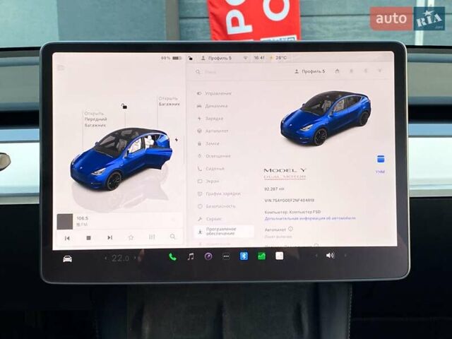 Синий Тесла Model Y, объемом двигателя 0 л и пробегом 92 тыс. км за 31999 $, фото 20 на Automoto.ua