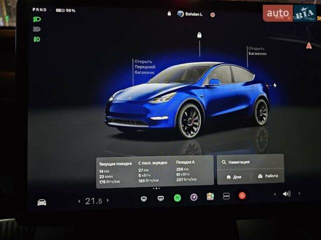 Синий Тесла Model Y, объемом двигателя 0 л и пробегом 55 тыс. км за 38000 $, фото 11 на Automoto.ua