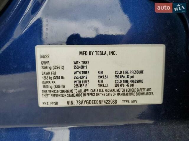 Синій Тесла Model Y, об'ємом двигуна 0 л та пробігом 53 тис. км за 8700 $, фото 12 на Automoto.ua