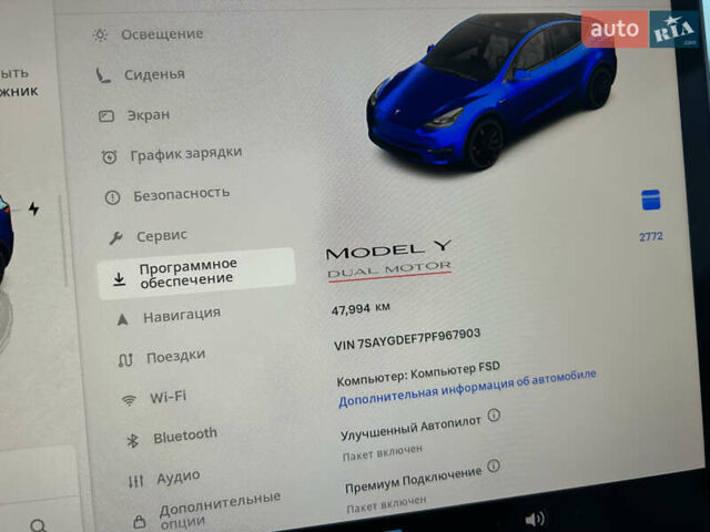 Синий Тесла Model Y, объемом двигателя 0 л и пробегом 48 тыс. км за 31600 $, фото 14 на Automoto.ua