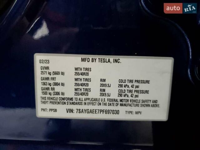Синий Тесла Model Y, объемом двигателя 0 л и пробегом 23 тыс. км за 23000 $, фото 11 на Automoto.ua