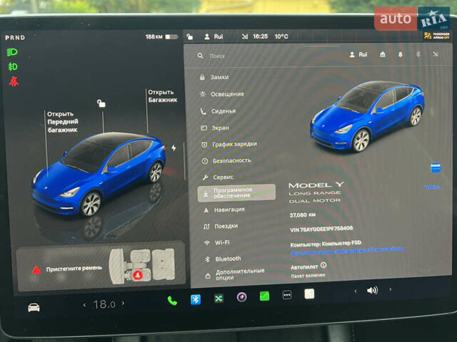 Синий Тесла Model Y, объемом двигателя 0 л и пробегом 37 тыс. км за 27270 $, фото 22 на Automoto.ua