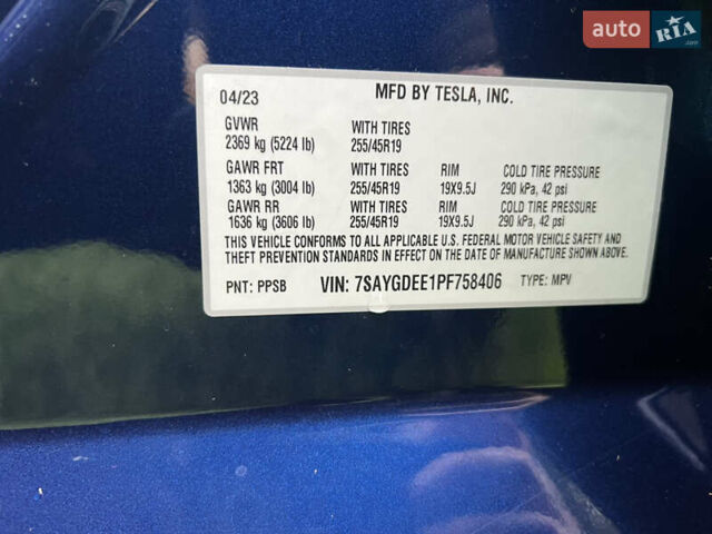 Синий Тесла Model Y, объемом двигателя 0 л и пробегом 37 тыс. км за 27270 $, фото 21 на Automoto.ua
