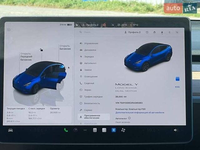 Синий Тесла Model Y, объемом двигателя 0 л и пробегом 28 тыс. км за 27800 $, фото 6 на Automoto.ua