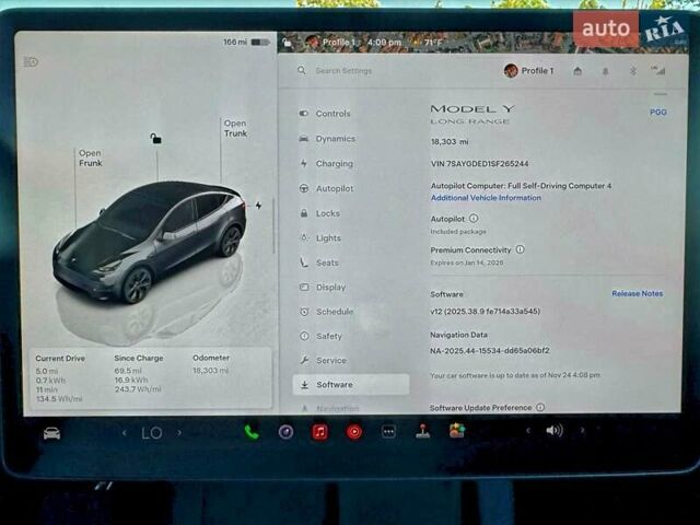 Синий Тесла Model Y, объемом двигателя 0 л и пробегом 28 тыс. км за 13500 $, фото 7 на Automoto.ua