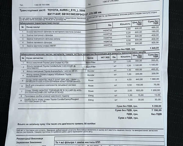 Серый Тойота Аурис, объемом двигателя 1.36 л и пробегом 282 тыс. км за 7200 $, фото 20 на Automoto.ua