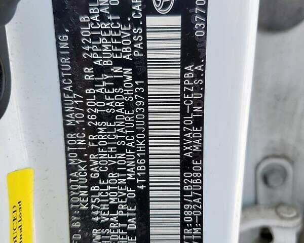 Тойота Камри 2017 в Днепре (Днепропетровске) на Automoto.ua Белый Тойота Камри, объемом двигателя 0 л и пробегом 94 тыс. км за 5845 $, фото 11 на Automoto.ua