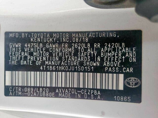 Белый Тойота Камри, объемом двигателя 2.5 л и пробегом 68 тыс. км за 5500 $, фото 11 на Automoto.ua