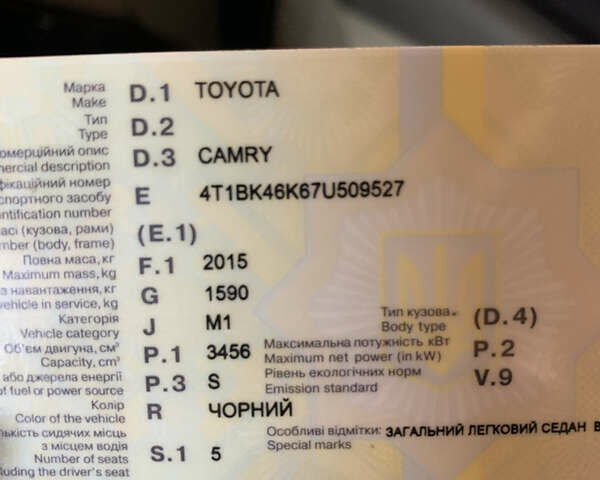 Черный Тойота Камри, объемом двигателя 3.5 л и пробегом 325 тыс. км за 8400 $, фото 28 на Automoto.ua