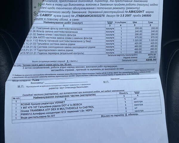 Черный Тойота Камри, объемом двигателя 3.5 л и пробегом 252 тыс. км за 10200 $, фото 35 на Automoto.ua