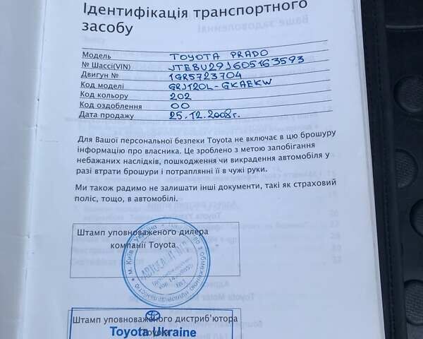 Чорний Тойота Ленд Крузер Прадо, об'ємом двигуна 4 л та пробігом 297 тис. км за 15500 $, фото 94 на Automoto.ua