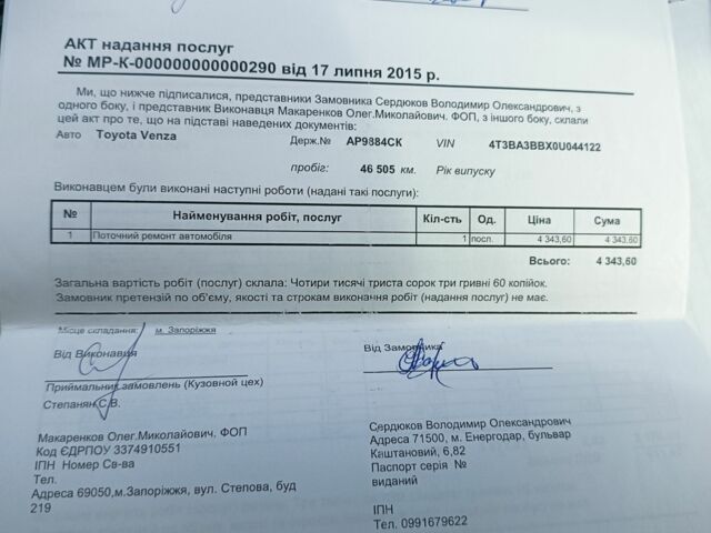 Красный Тойота Венза, объемом двигателя 2.7 л и пробегом 163 тыс. км за 16000 $, фото 11 на Automoto.ua