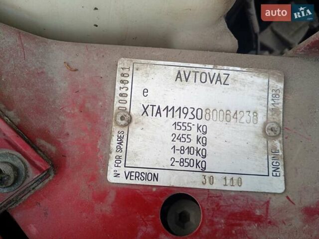 Красный ВАЗ 1119 Калина, объемом двигателя 1.6 л и пробегом 153 тыс. км за 2200 $, фото 6 на Automoto.ua