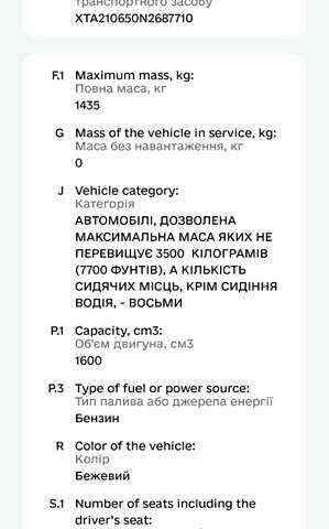 Бежевый ВАЗ 2106, объемом двигателя 1.6 л и пробегом 160 тыс. км за 600 $, фото 10 на Automoto.ua