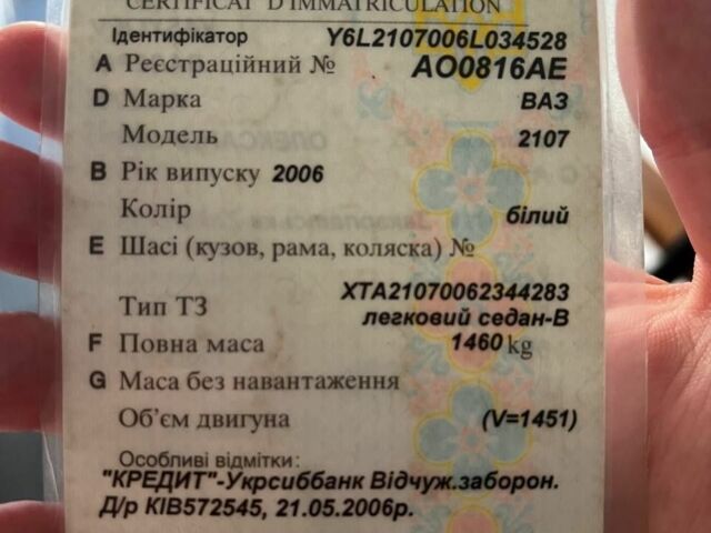 Белый ВАЗ 2107, объемом двигателя 0 л и пробегом 108 тыс. км за 1000 $, фото 8 на Automoto.ua