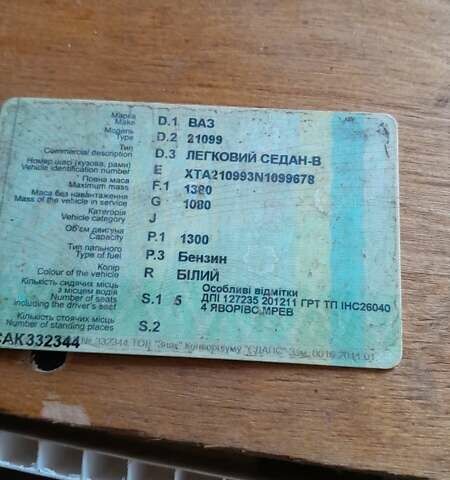 Белый ВАЗ 21099, объемом двигателя 1.3 л и пробегом 25 тыс. км за 700 $, фото 1 на Automoto.ua
