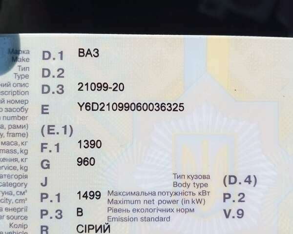 Серый ВАЗ 21099, объемом двигателя 1.5 л и пробегом 180 тыс. км за 1700 $, фото 7 на Automoto.ua