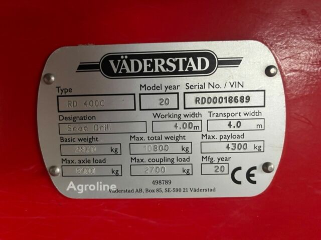 Червоний Вадерстад Rapid 400C, об'ємом двигуна 0 л та пробігом 0 тис. км за 70012 $, фото 4 на Automoto.ua