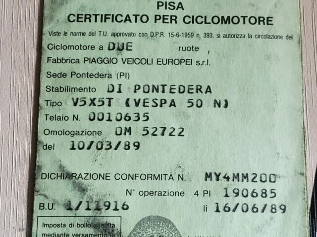 Веспа Другая, объемом двигателя 0 л и пробегом 0 тыс. км за 1872 $, фото 6 на Automoto.ua