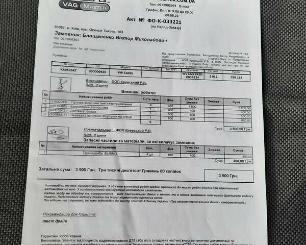 Черный Фольксваген Кадди, объемом двигателя 1.6 л и пробегом 282 тыс. км за 12200 $, фото 18 на Automoto.ua