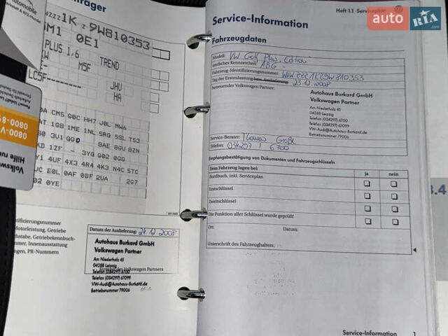 Синий Фольксваген Гольф Плюс, объемом двигателя 1.6 л и пробегом 241 тыс. км за 6700 $, фото 79 на Automoto.ua