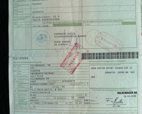 Синий Фольксваген Гольф Плюс, объемом двигателя 0 л и пробегом 218 тыс. км за 7950 $, фото 52 на Automoto.ua